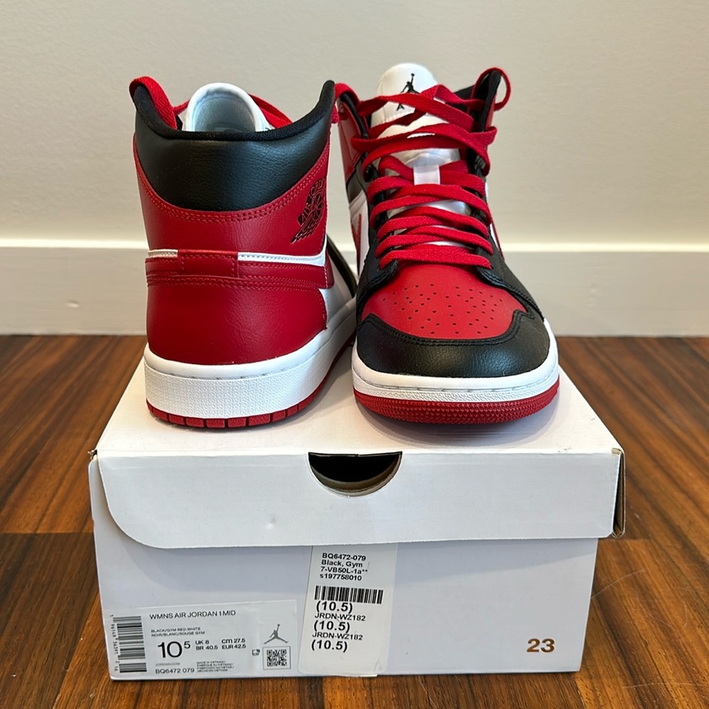 Women’s Air Jordan 1 Mid Black & Gym Red White